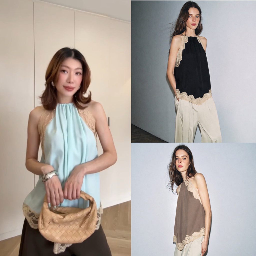 ส่งด่วน 🛵 #8006 STUDIOX2 CAMISOLES LACE BLOUSE   เสื้อสายเดี่ยว ทรงปล่อย ดีเทลเย็บขอบลูกไม้รอบวงแขนชายเสื้อ