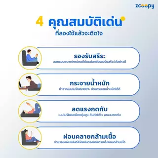 Zcoopy หมอนพิงหลัง ตัวช่วยในการนั่ง รองรับสรีระดีเยี่ยม ปรับแขนได้อิสระ ใช้งานได้หลากหลายแบบ รุ่น Buddy Pillow