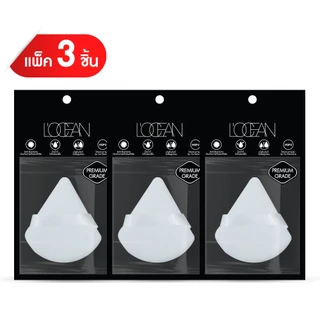 L'OCEAN พัฟแต่งหน้าทรงสามเหลี่ยม พัฟกำมะหยี่เนื้อนุ่ม ละเอียดพิเศษ สำหรับลงแป้งพัฟ แป้งฝุ่น ไม่เป็นคราบ