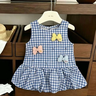 Babyonline(Y458)C4 (ส่งด่วน1วัน)ชุดกระโปรงแฟชั่นเด็กผู้หญิงลายสก็อตสุดน่ารัก