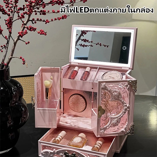 พร้อมส่งในไทย ตู้จัดเก็บเครื่องสำอาง เฉพาะตู้(ไม่รวมเครื่องสำอาง)อะคริลิแต่งหน้ากล่องเก็บความจุขนาดใหญ่นําสามสีกระจ