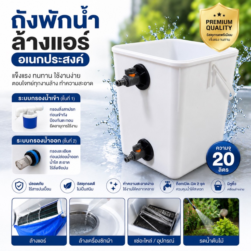 ถังพักนํ้าล้างเเอร์ อเนกประสงค์