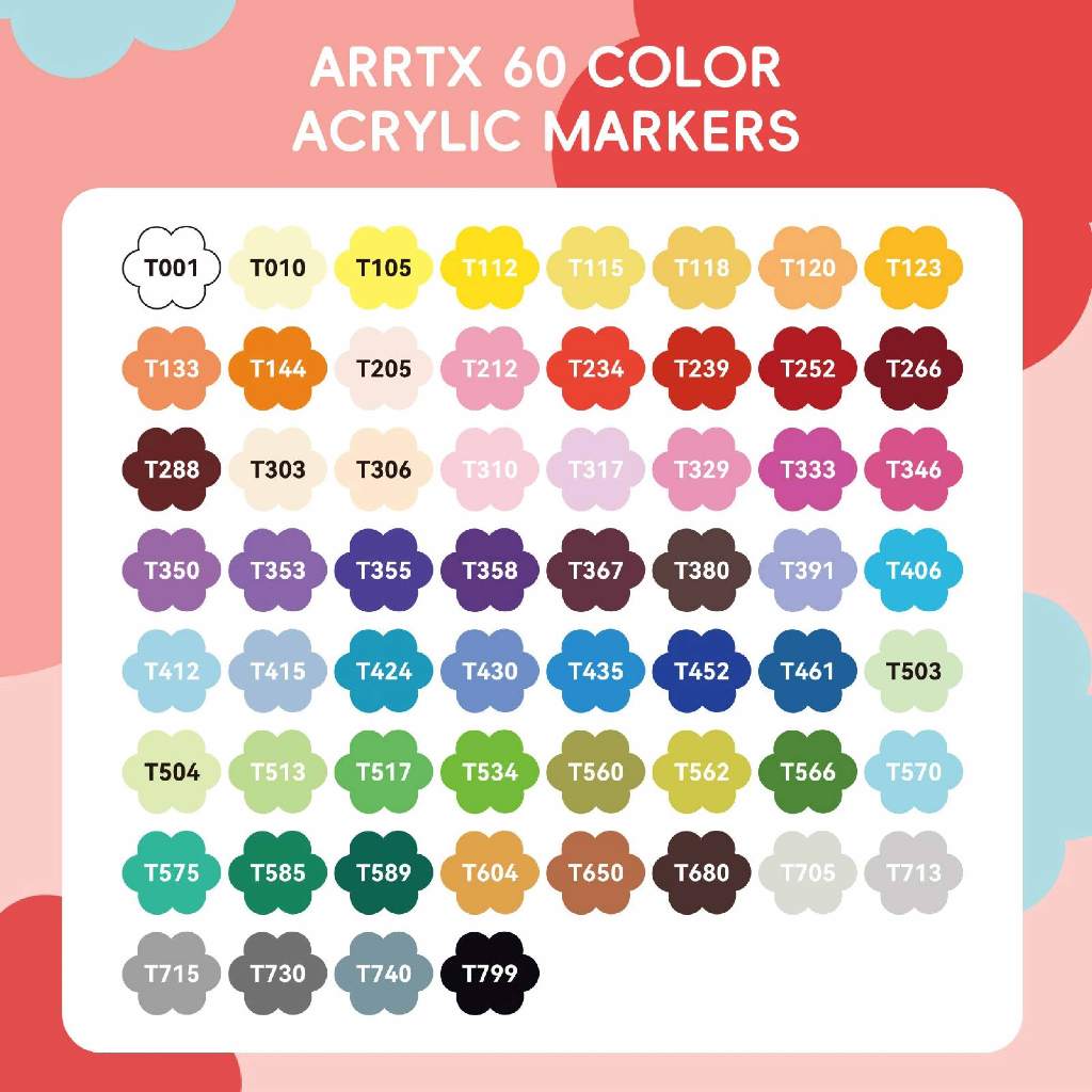 Arrtx أقلام أكريليك 60 لوناً — صورة 3