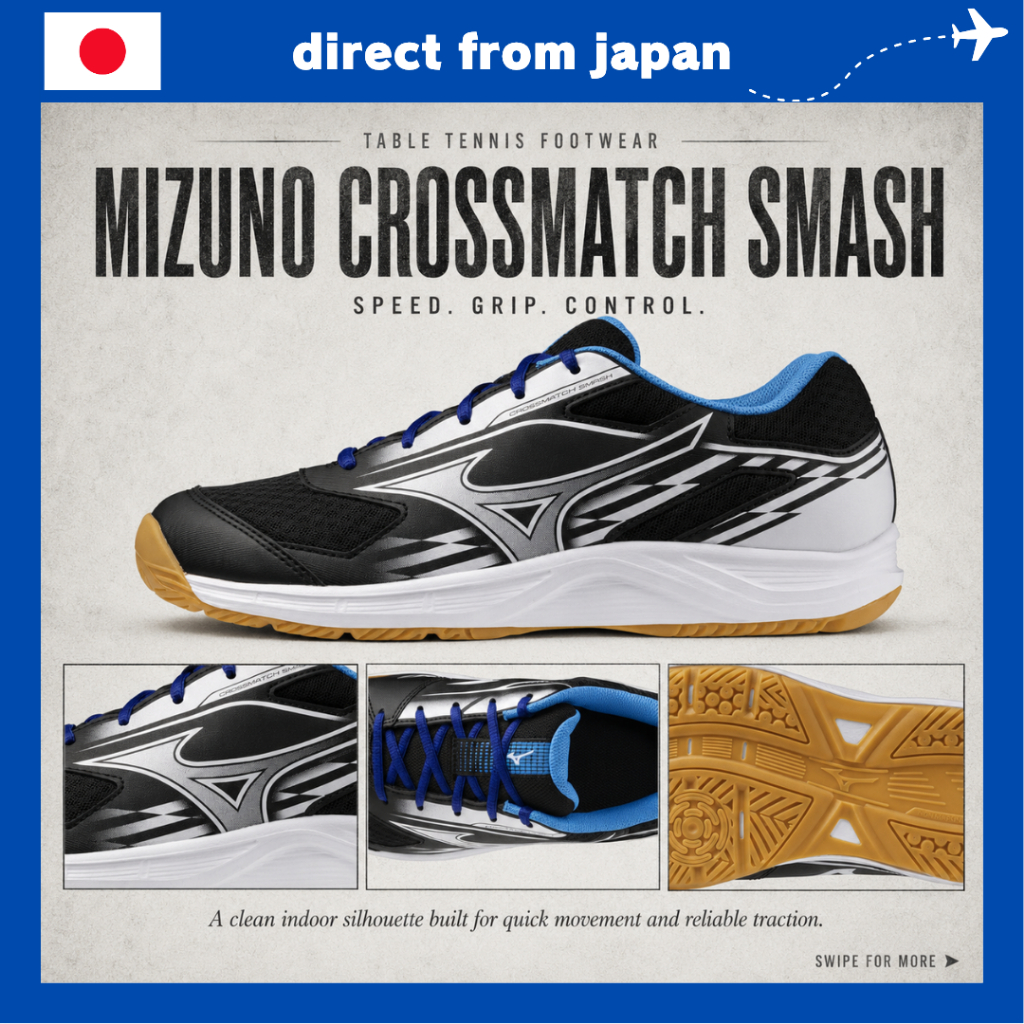 Mizuno Crossmatch Smash Table Tennis Shoes – Lightweight & Cushioned Indoor Shoes (2E Width)