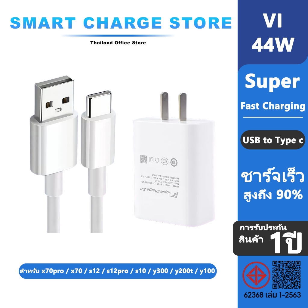 【รับประกัน 1 ปี】 44W /33W/18W6A Type-c(สายชาร์จ+หัวชาร์จ)ชาร์จไวขึ้นถึง 2 เท่า Fast charging