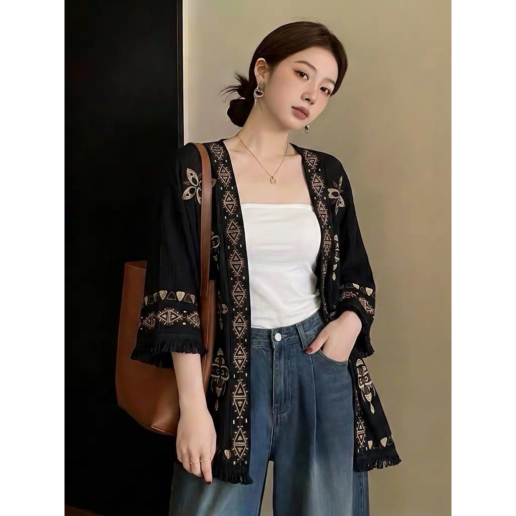 [พร้อมส่ง] เสื้อคลุมโบฮีเมียน เสื้อคลุมคาร์ดิแกน เสื้อคลุมผู้หญิง
