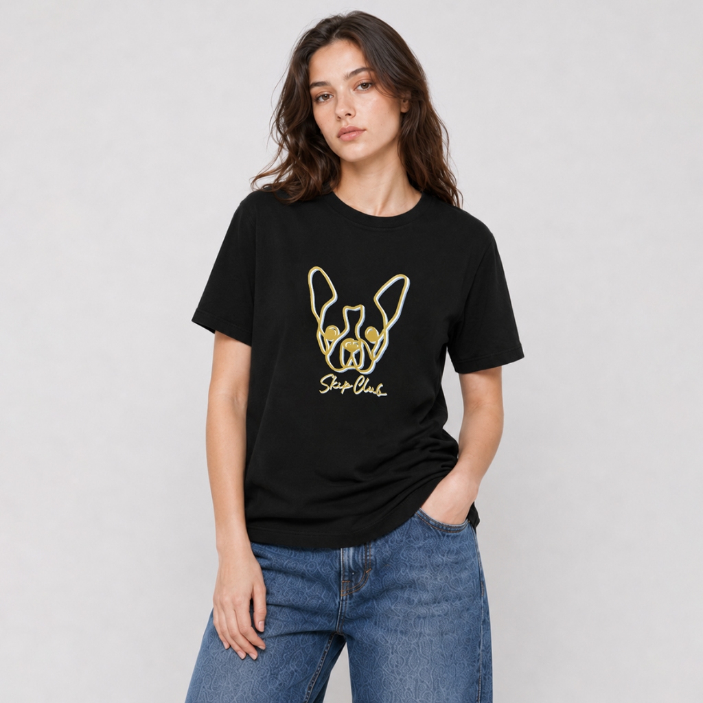SKIP CLUB เสื้อทีเชิ้ต Relaxed Fit  ผู้หญิง สีดำ | Relaxed Fit  T- shirt | 00077