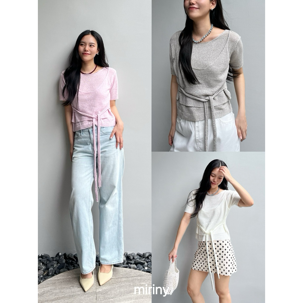 MIRINY - Somi layer เสื้อเลเยอร์ติดกัน สายผูกปรับขนาดได้