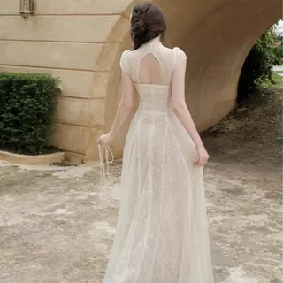 BELLITA "S-5XL" Etoile Elegance Dress เดรสลูกไม้ซีทรูโทนนู้ดสุดหรู ดีไซน์เข้ารูปช่วงเอว กระโปรงบานพริ้ว ให้ลุคผ