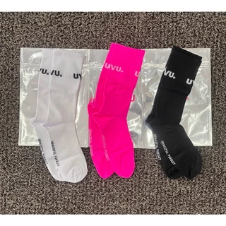 （ไม่ใช่ของขวัญ）พร้อมส่ง!! UVU Running Sock (Black/White/Pink)ถุงเท้ากีฬา ถุงเท้าขายาว