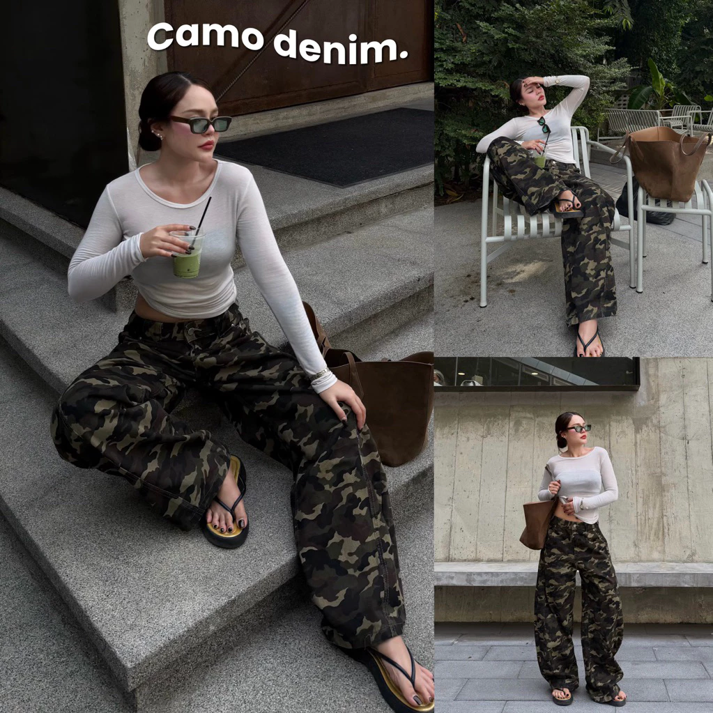CAMODENIM JEANS ยีนส์ลายทหารขายาว jeansbypat