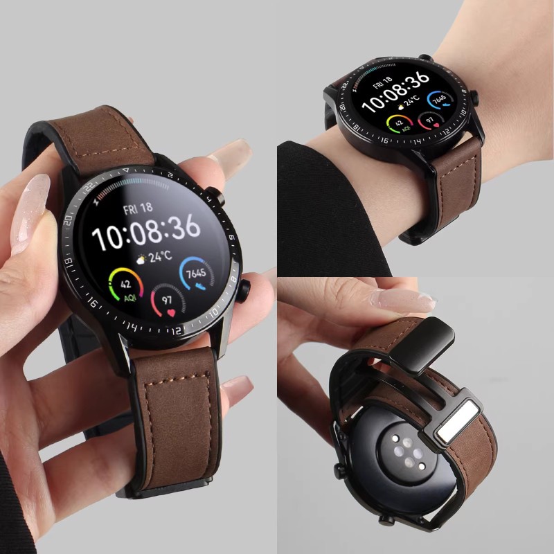 สายรัดซิลิโคนหนังสำหรับ Garmin Forerunner 970 570 S70 47mm 745 965 255 265 ดนตรีสายรัดแม่เหล็กสำหรับ Garmin Venu 2 3 4