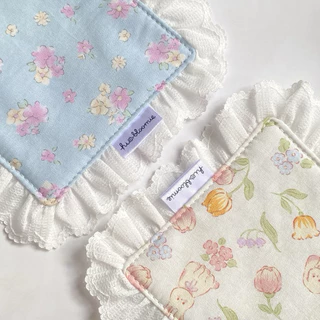 hibloomie🌷แผ่นรองแก้วลายน่ารัก แต่งขอบลูกไม้• (HB33)