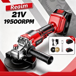 Reaim 21V 4นิ้ว เครื่องเจียรไฟฟ้าลิเธียมแบบชาร์จไฟได้ไร้แปรง เครื่องเจียรไฟฟ้าไร้สาย