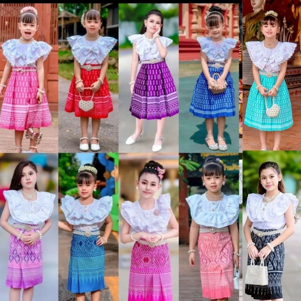 ชุดไทยประยุกต์ ชุดไทยเด็ก ชุดไทยเสื้อปีกหงษ์💚พร้อมส่ง(KH)