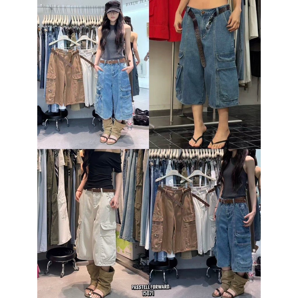 🇰🇷New🇰🇷 Korea darim cargo with belt  ยีนคาร์โก้3ส่วน ทรงสวยมาก มาพร้อม เข็มขัดให้ด้วยค้าาา
