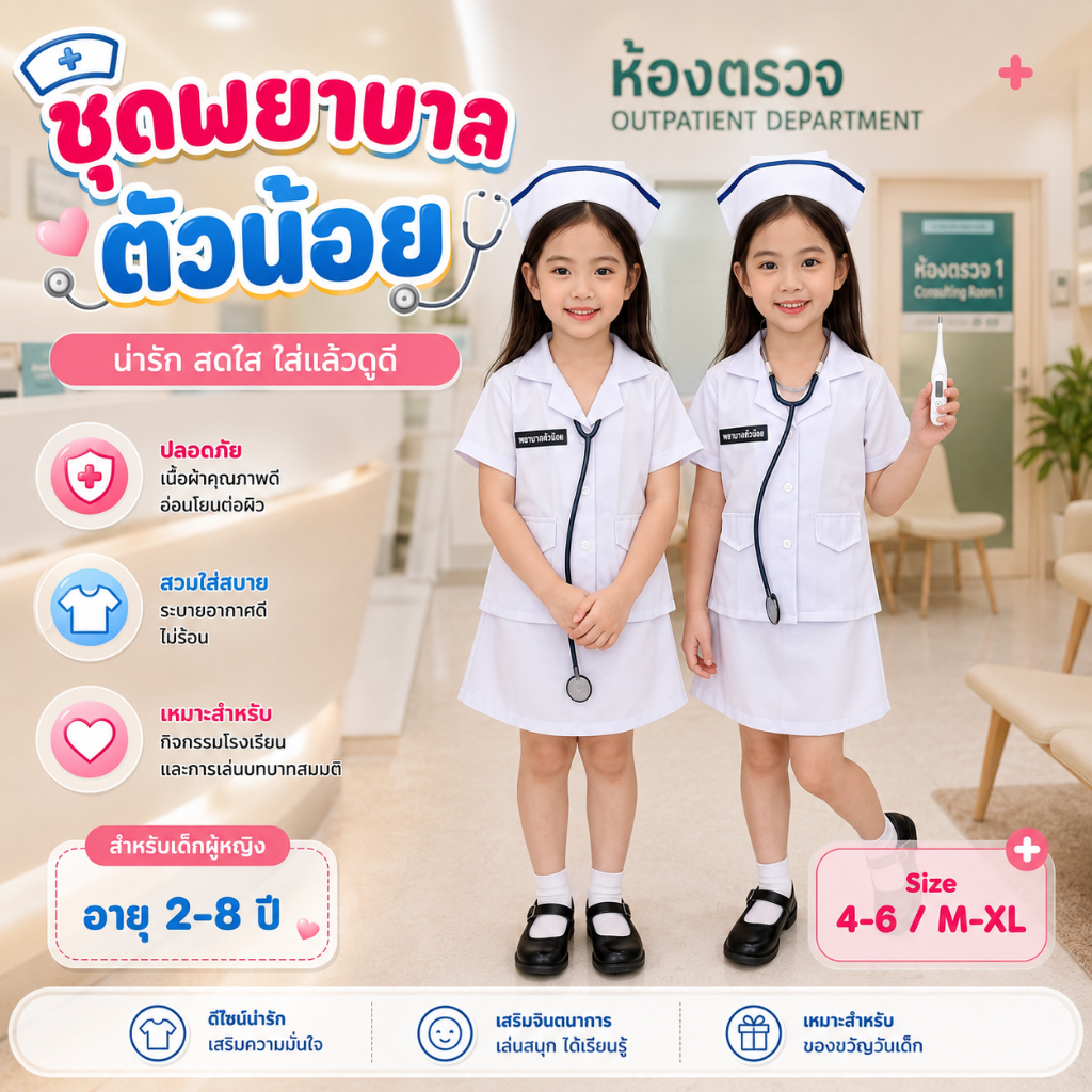 KIDCITY ชุดพยาบาลเด็ก ชุดอาชีพเด็ก
