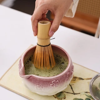 New ชุดชงมัจฉะสีชมพู (5/7 ชิ้น) ชุดชงมัทฉะ พร้อมที่ตี chasen ญี่ปุ่น matcha bowl ช้อน (chashaku) เซ็ทชงมัทฉ