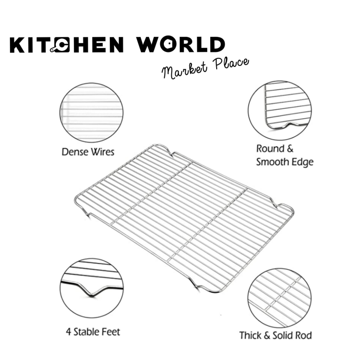 Kitchenworld S/S Cooling Rack 133601 , 600x400mm / ตระแกรงพักขนมมีขา