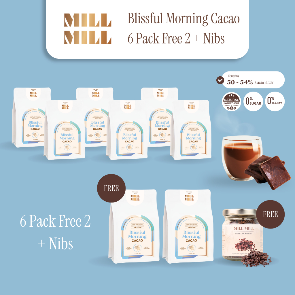 โปร 6 แพ็ก Blissful (รสฟรุตตี้/เปรี้ยว) Mill Mill Pure Cacao คาเคาบริสุทธิ์ 100%
