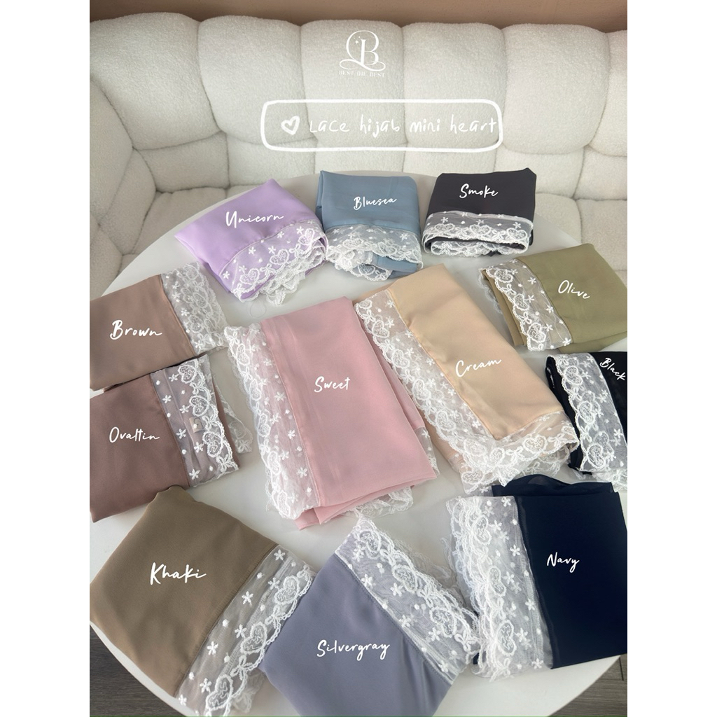 Thebest-lacehijabฮิญาบติดลูกไม้น่ารัก 𓏧♡ ⋆˙⟡