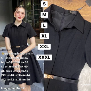 พร้อมส่ง เติม S-3XL⚡️AR 8952 Dress ชุดเดรสสีดำ เดรสสีเทาครามสุดหรู เรียบหรู แบบยาว34“ Luxury Style