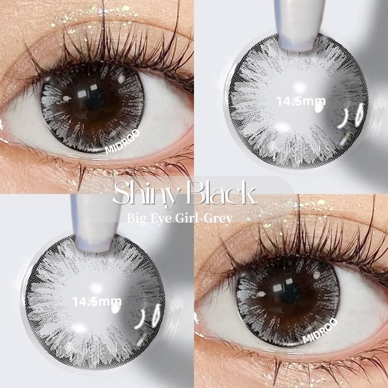 [0.00-6.00] Midroo คอนแทคเลนส์ ขยายรูม่านตา คอนแทคเลนส์สีเทา Shiny Eye Lens-14.5มมรายเดือน เลนส์