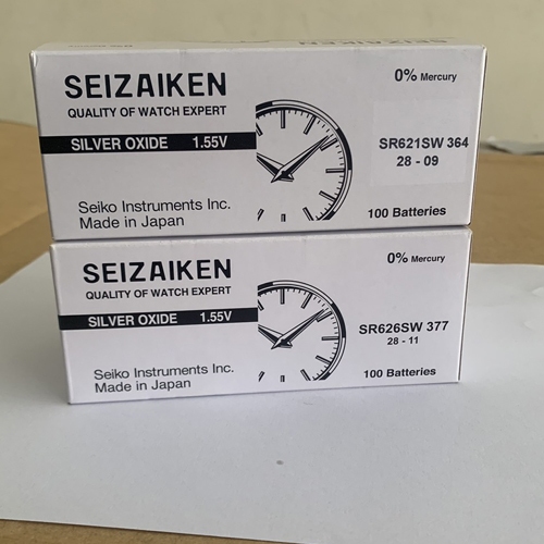 ถ่านกระดุม Seizaiken 364 / 377 / SR626SW / SR621SW  (จำหน่ายแบบยกกล่องใหญ่ จะมี 100ก้อน)