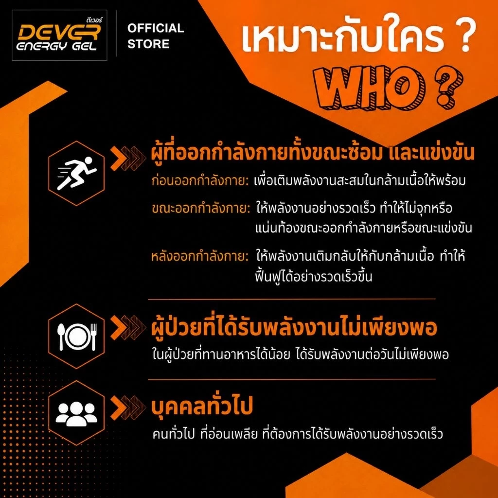 Dever energy gel 40 ML ซองเดี่ยว > ดีเวอร์ เจลให้พลังงาน เกลือแร่ สำหรับนักกีฬา นักวิ่ง ออกกำลังกาย จักรยาน วิ่งเทรล thumbnail 4