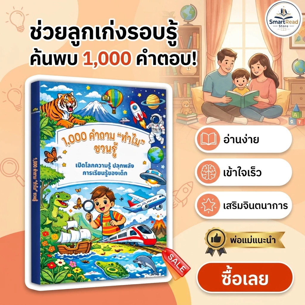 หนังสือ 1,000 คำถาม "ทำไม" ชวนรู้ เสริมความรู้เด็ก ฝึกคิดวิเคราะห์ IQ EQ SmartRead