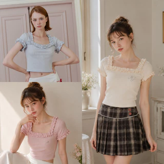 Nineties Design : Letter Slim เสื้อยืดครอป ทรงสลิม คอเหลี่ยม สุดคิ้ววส์ที่ต้องมี รุ่น Sola