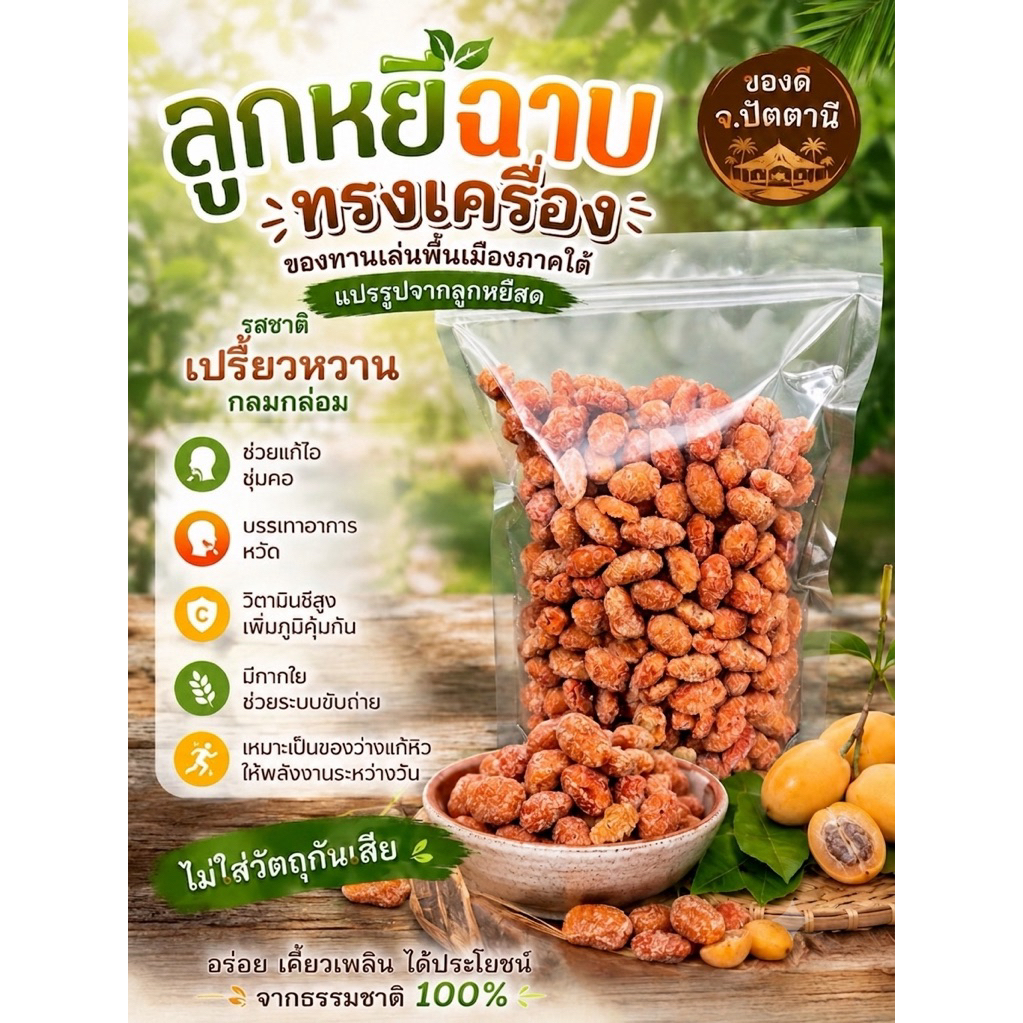 🍊ลูกหยีฉาบทรงเครื่อง ของดีปัตตานี ไม่มีเมล็ด เกรด A