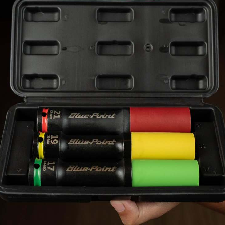 BLUE-POINT NO.BLP12CLISS3 3pcs, 1/2" Sleeve Wheel tire long impact socket set, 21/19/17 mm