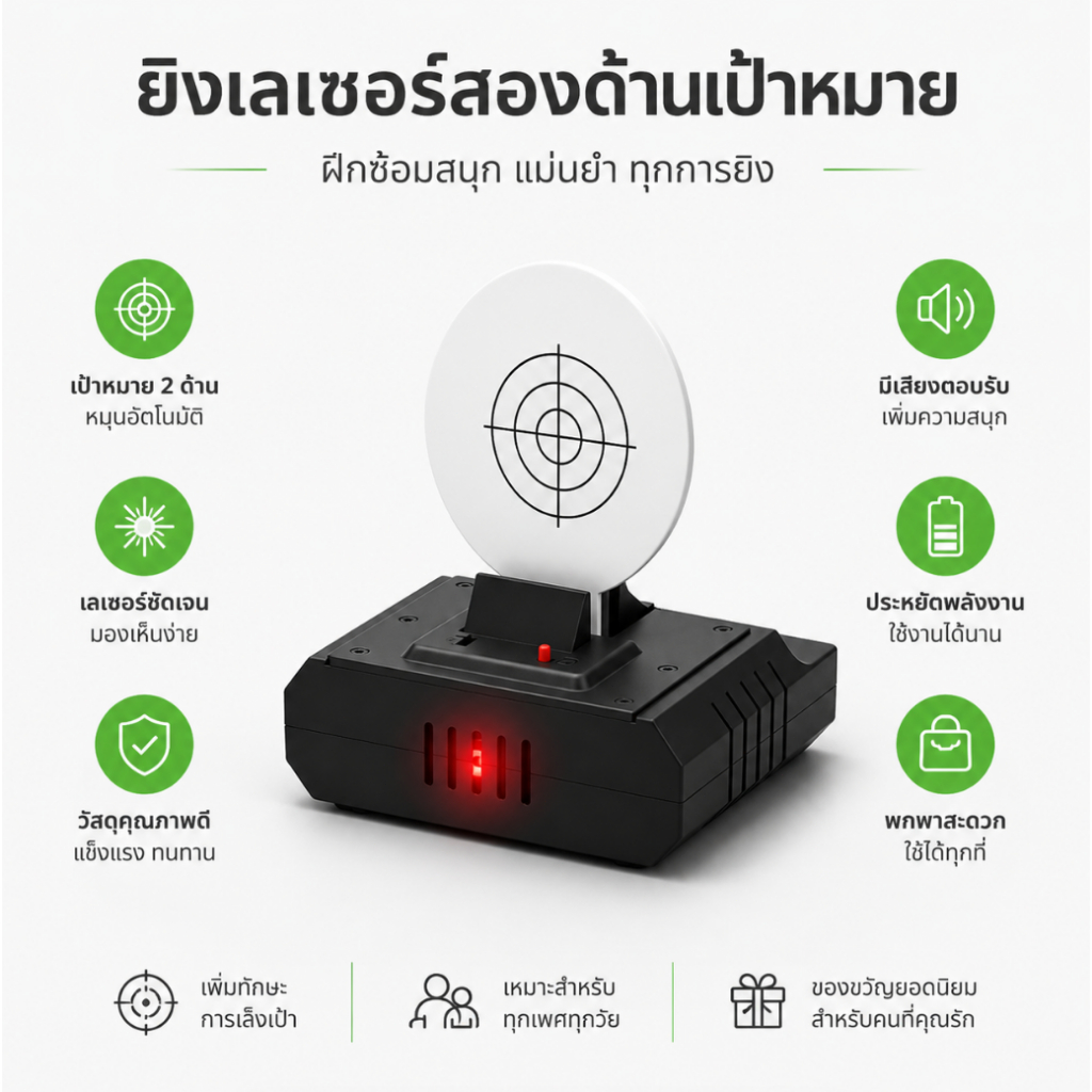 อุปกรณ์ฝึกยิงเป้าเลเซอร์ ระบบเหนี่ยวนำ แม่นยำสูง ปลอดภัย ไม่ใช้กระสุน เหมาะสำหรับฝึกซ้อมยิงปืน