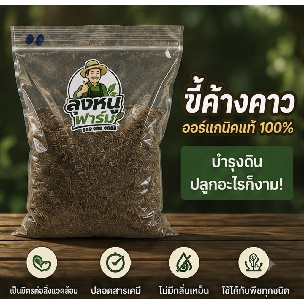 (พร้อมส่ง)ขี้ค้างคาวจากเขาช่องพราน มูลค้างคาว แท้ ลุงหนูฟาร์ม สุดยอดธาตุอาหารพืช 100 300 500 g. 1 kg.
