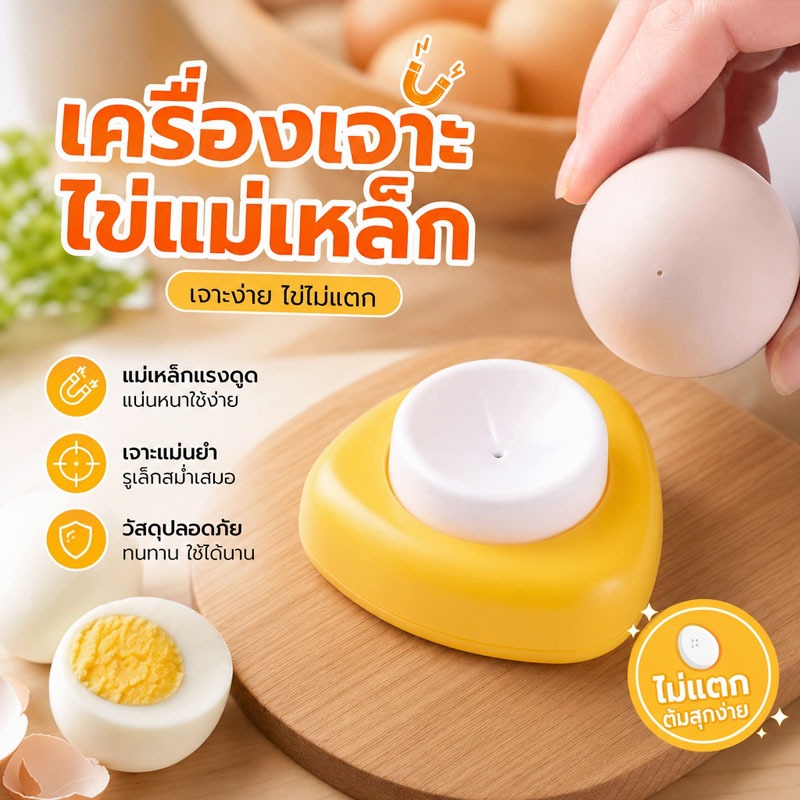 ส่งจากกรุงเทพ เครื่องเจาะไข่แม่เหล็ก แม่เหล็กแรงดูด เจาะรูไข่ป้องกันไข่แตกตอนต้ม วัสดุปลอดภัย
