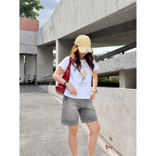 FABBOZ STREETLINE Denim Shorts กางเกงขาสั้นยีนส์ฟอกสีดำสุดฮิต ทรง Straight/Relaxed เหนือเข่า