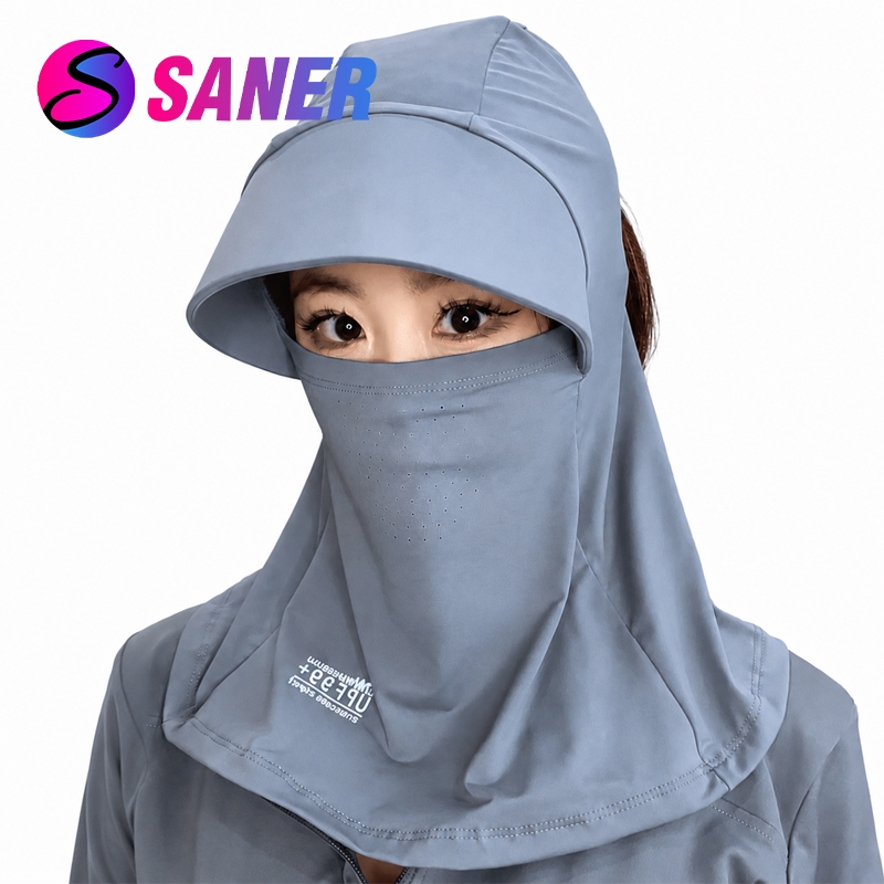หมวกกันแดดผู้หญิงผ้าโอซิลค์ UPF50+ ปกปิดหน้าคอเต็มๆ ระบายอากาศดี กันรังสีUV 98% ใส่ขี่มอเตอร์ไซค์ออกทริปได้