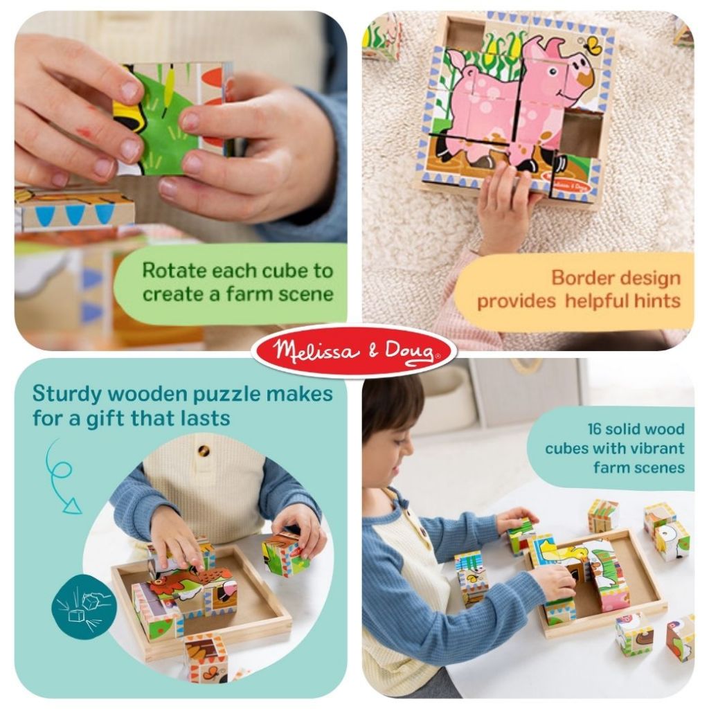 Melissa & Doug بازل مكعبات خشبية 16 قطعة (6 صور) — صورة 7