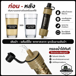 ที่กรองน้ำกลางแจ้ง​ พกพา​เดินป่า​ ในกรณีฉุกเฉิน​ ตั้งแคมป์เดินทาง Backpacking กรองได้ถึง 99.99%​