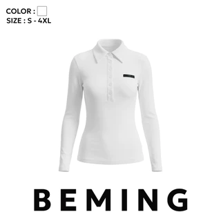 Bemingtop1238(S-4XL)-Lovi Polo - เสื้อโปโลแขนยาวทรงเข้ารูปดีไซน์เรียบกระดุมหน้า