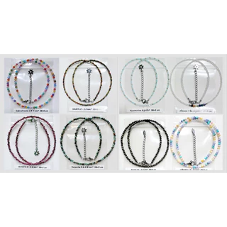 สร้อยคอหินแท้ สร้อยหิน โชคเกอร์ choker อเมทิสต์ Amethyst มาลาไคต์ Malachite โรสควอตซ์ ไพไรต์ ลาพิสลาซูลี ไหมทอง