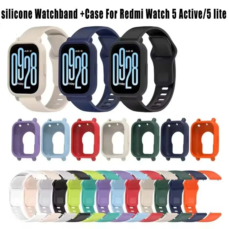 【สาย+เคส+ฟิล์ม】สายนาฬิกาสําหรับ Redmi Watch 5lite / 5active สายยางซิลิโคน ใช้ได้กับRedmi watch 5 Active 5 lite เคส