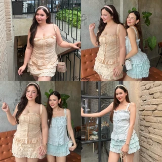 Meenny Closet | MY03(มีsize) เสื้อสายเดี่ยวลูกไม้ปักฉลุรอบตัว