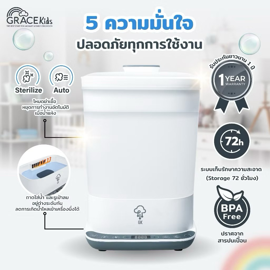 grace kids Speedy Dry Steam Sterilizer เครื่องนึ่งขวดนม