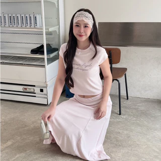 ppitchy.shop ❤️ Cherry Belle Set - ชุดเซ็ต 2 ชิ้น เสื้อคอกลม + กระโปรงยาว มี 4 ลาย