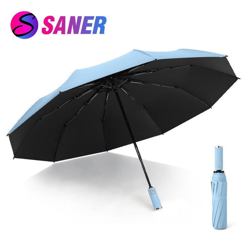 อัตโนมัติร่มกันฝน UV พับได้ แบบเต็มรูปแบบร่ม ร่มอัตโนมัติ สีพื้น กันฝนกันแดดกันUV พกพาสะดวก น้ำหนักเบา 10ก้าน