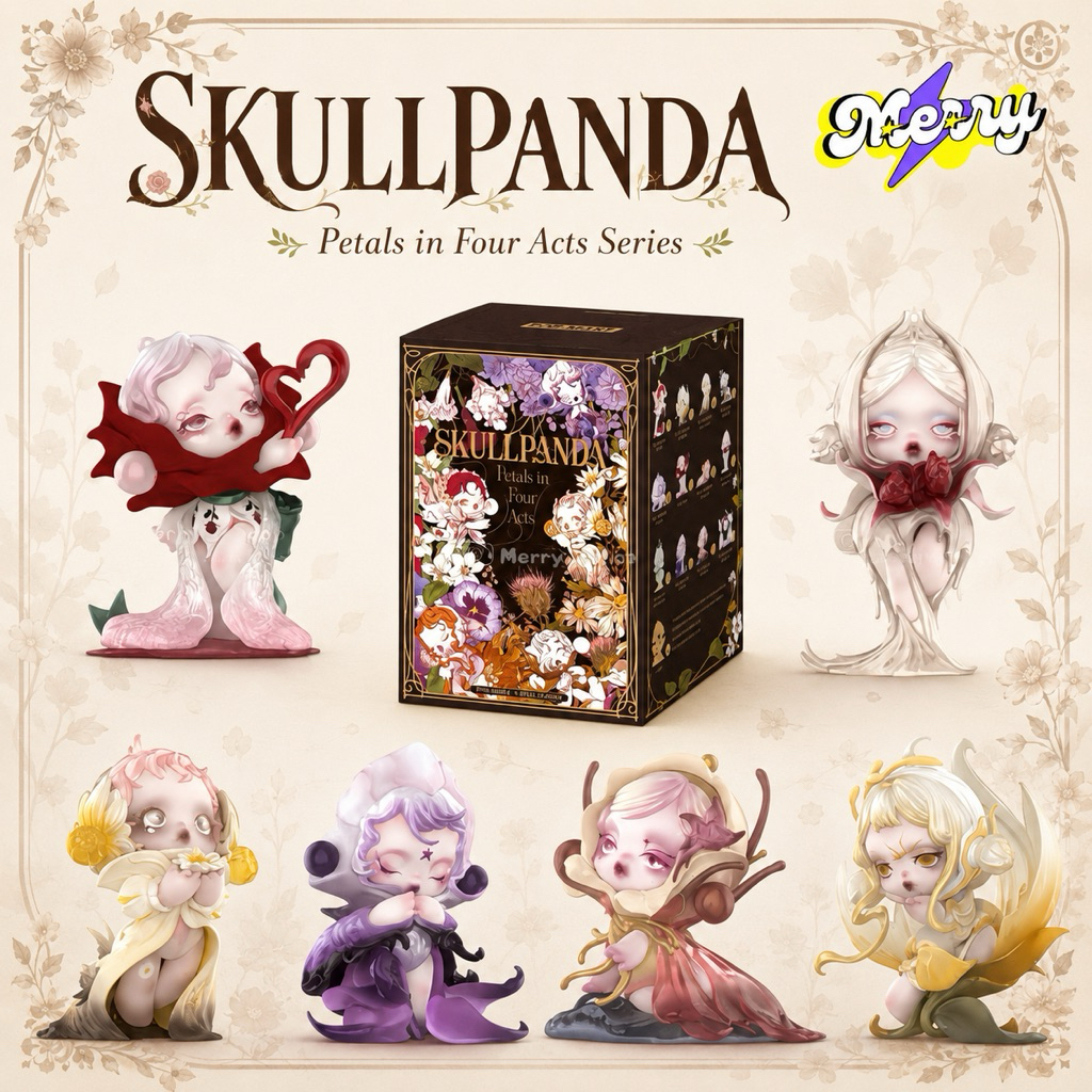 ✨พร้อมส่ง✨POPMART SKULLPANDA Petals in Four Acts Series จุ่มใหม่และเช็ดการ์ดไม่แกะซอง