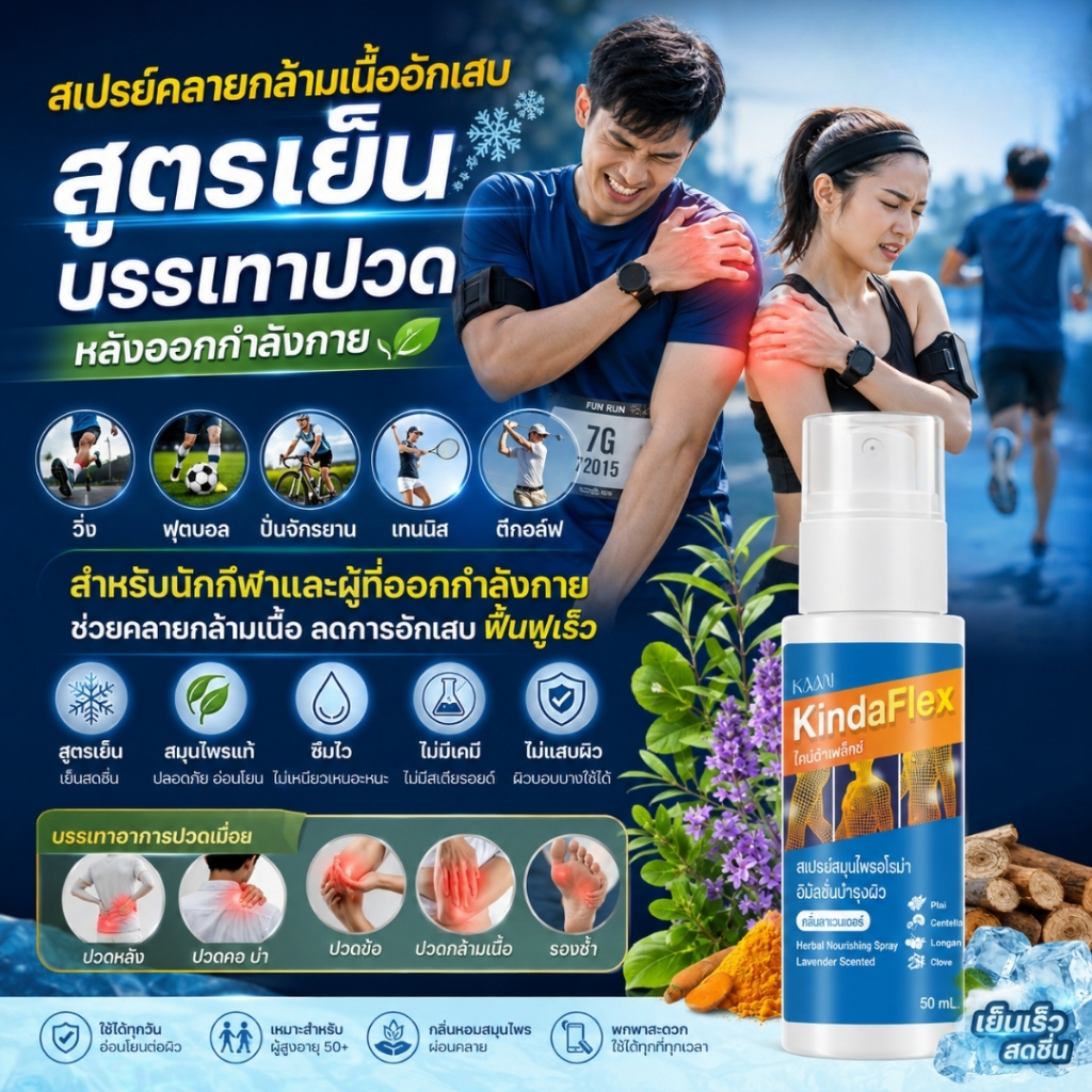 สเปรย์คลายกล้ามเนื้ออักเสบ นักกีฬา สูตรเย็น บรรเทาปวด