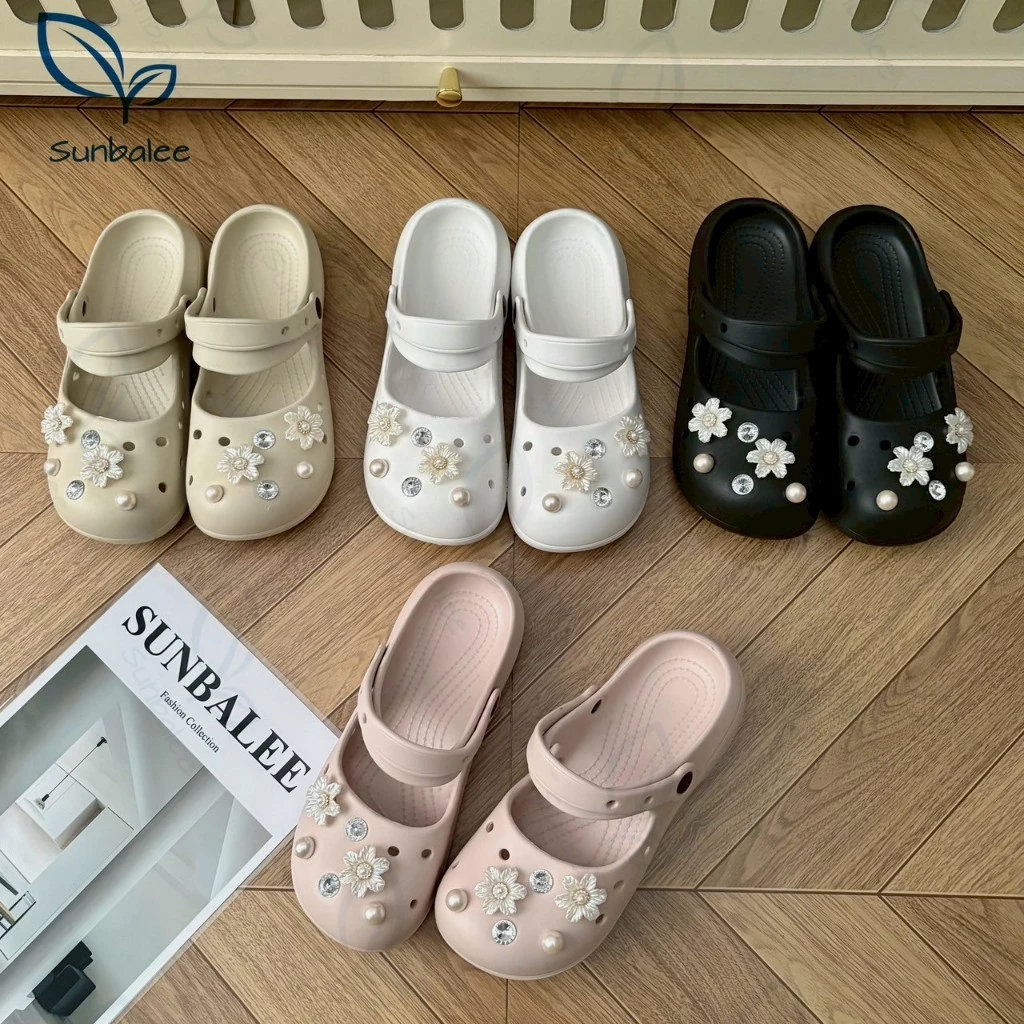SHO-RABBIT🍉รองเท้าผู้หญิง มีตัวติดน่ารัก รองเท้าแตะสายคาดรัดส้น สุดน่ารัก น้ำหนักเบา กันน้ำ รองเท้ายางพื้นนิ่มใส่สบาย🍉